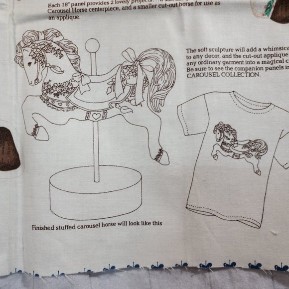 Carousel Horse/Fabric Craft Panel & Applique/2 panels VTG - Picture 7 of 7